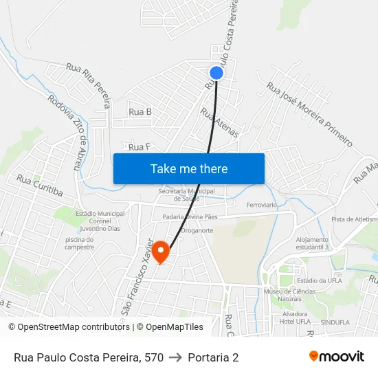 Rua Paulo Costa Pereira, 570 to Portaria 2 map