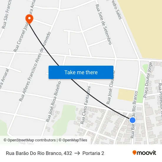 Rua Barão Do Rio Branco, 432 to Portaria 2 map