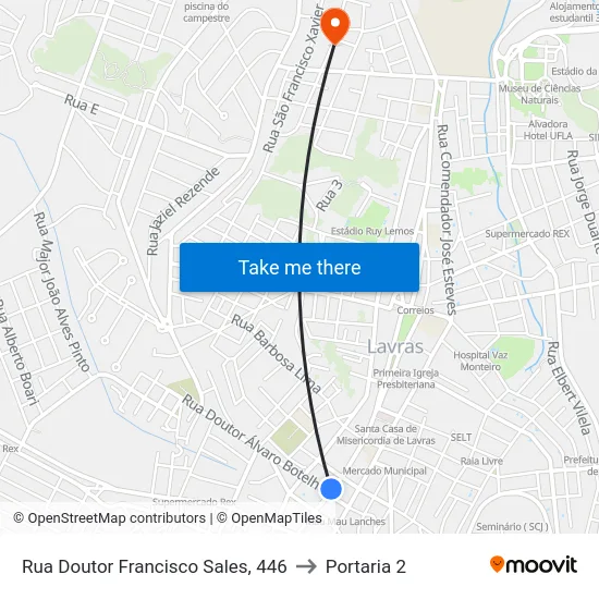 Rua Doutor Francisco Sales, 446 to Portaria 2 map