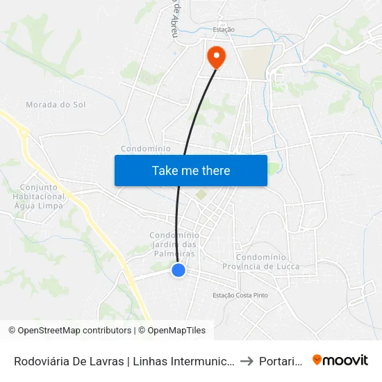 Rodoviária De Lavras | Linhas Intermunicipais to Portaria 2 map