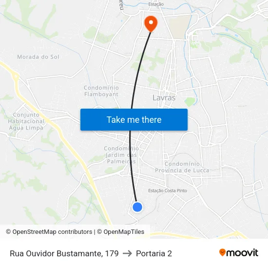 Rua Ouvidor Bustamante, 179 to Portaria 2 map