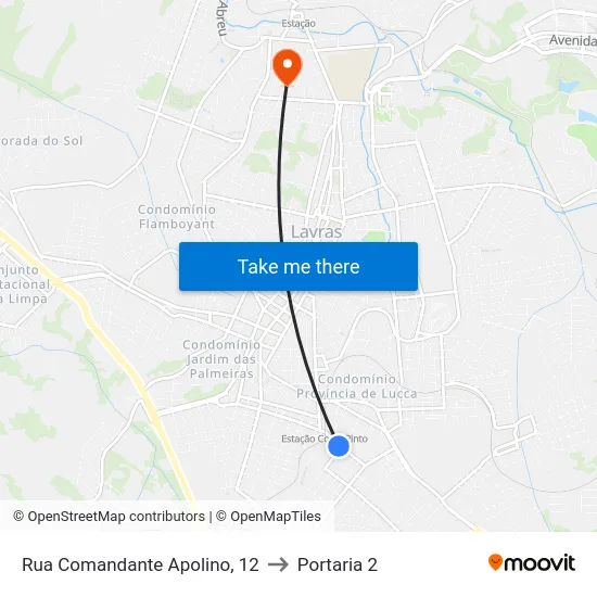 Rua Comandante Apolino, 12 to Portaria 2 map