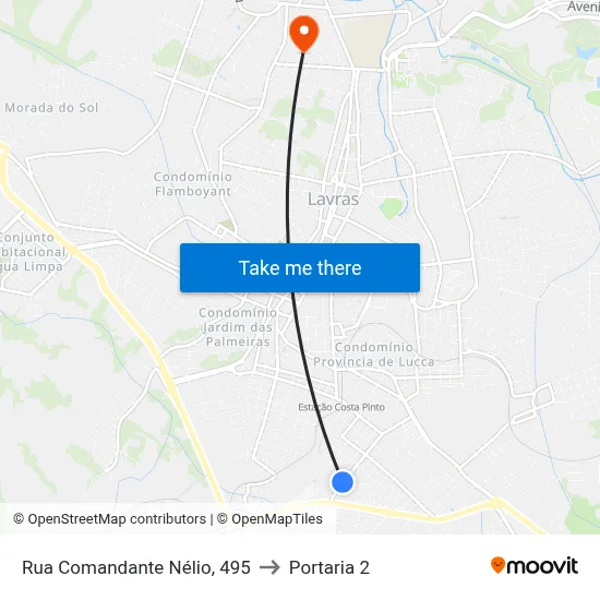 Rua Comandante Nélio, 495 to Portaria 2 map