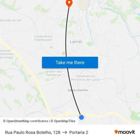 Rua Paulo Rosa Botelho, 128 to Portaria 2 map