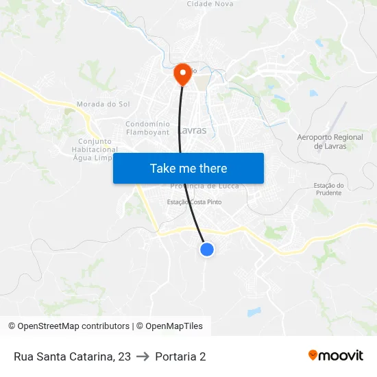 Rua Santa Catarina, 23 to Portaria 2 map