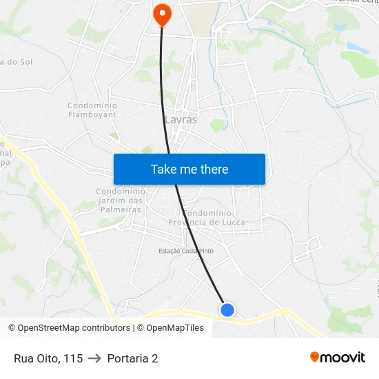 Rua Oito, 115 to Portaria 2 map