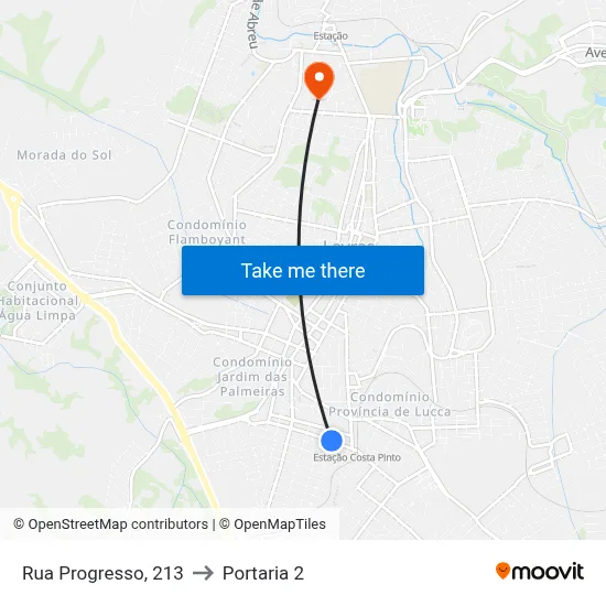 Rua Progresso, 213 to Portaria 2 map