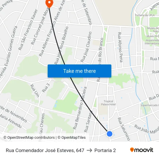 Rua Comendador José Esteves, 647 to Portaria 2 map