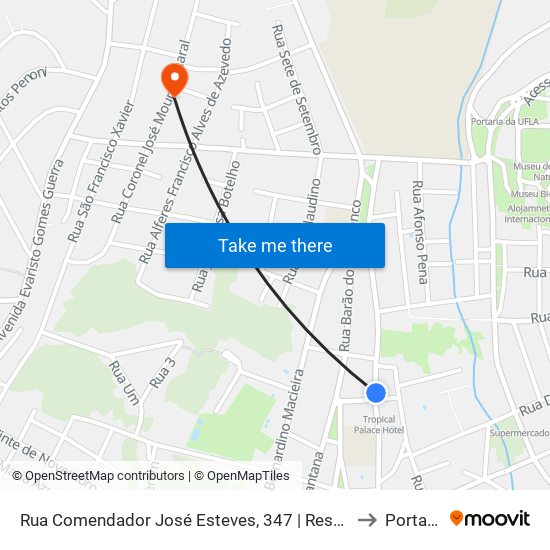 Rua Comendador José Esteves, 347 | Restaurante Manah to Portaria 2 map