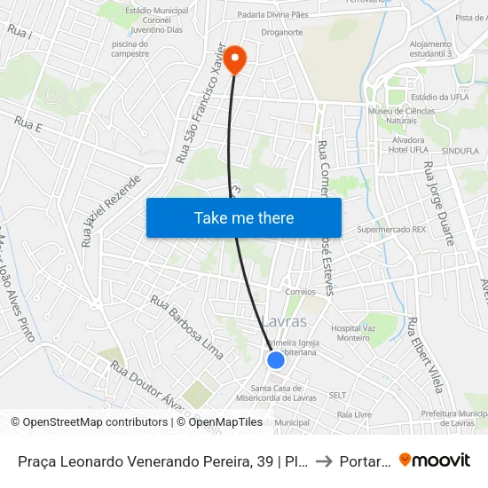 Praça Leonardo Venerando Pereira, 39 | Planeta Shake to Portaria 2 map