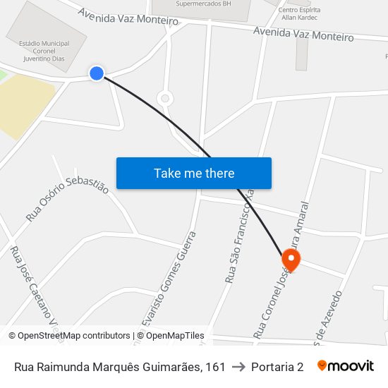 Rua Raimunda Marquês Guimarães, 161 to Portaria 2 map