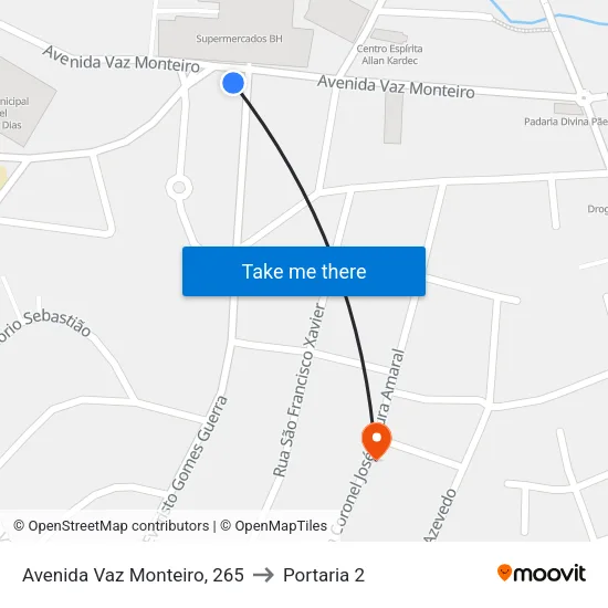 Avenida Vaz Monteiro, 265 to Portaria 2 map