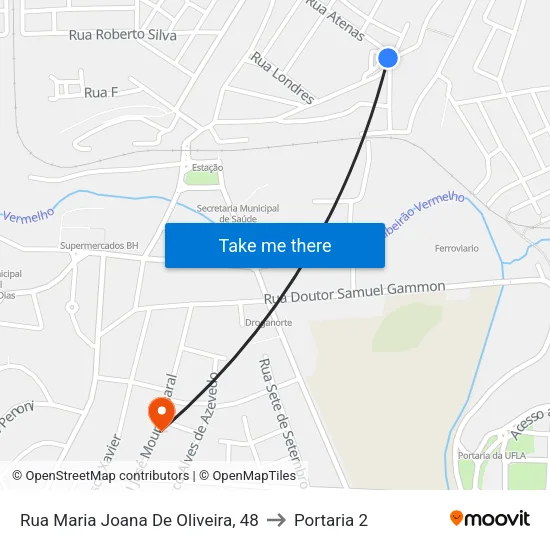 Rua Maria Joana De Oliveira, 48 to Portaria 2 map