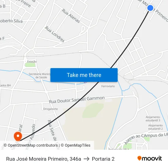 Rua José Moreira Primeiro, 346a to Portaria 2 map