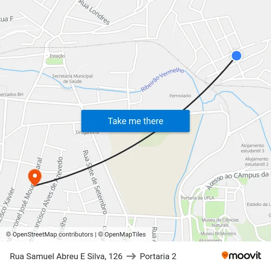 Rua Samuel Abreu E Silva, 126 to Portaria 2 map