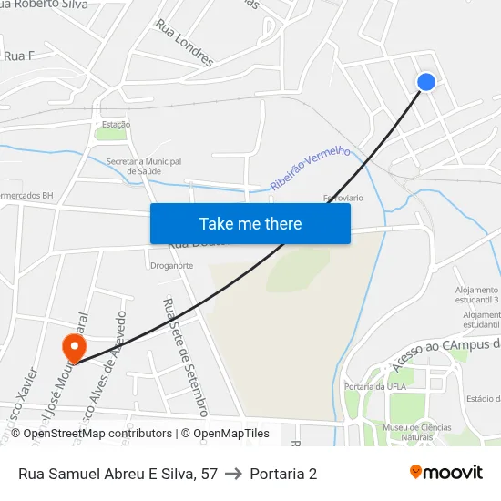 Rua Samuel Abreu E Silva, 57 to Portaria 2 map