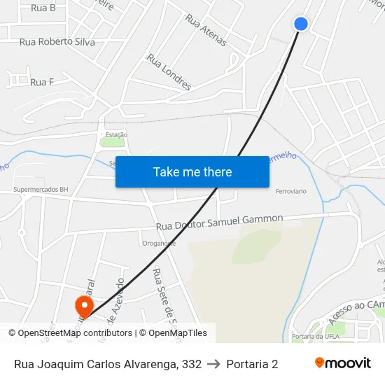 Rua Joaquim Carlos Alvarenga, 332 to Portaria 2 map