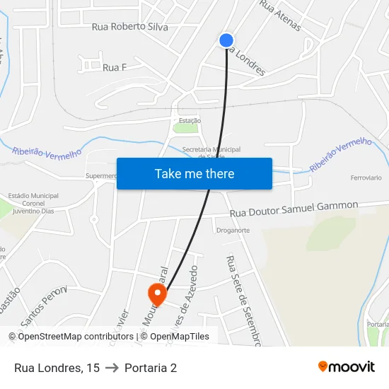 Rua Londres, 15 to Portaria 2 map