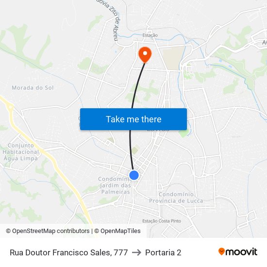 Rua Doutor Francisco Sales, 777 to Portaria 2 map