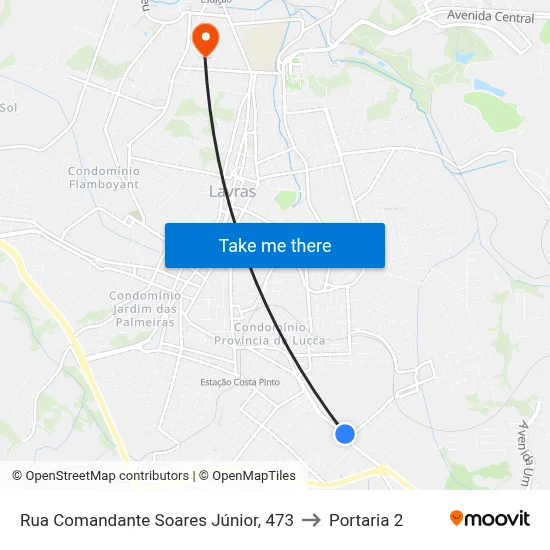 Rua Comandante Soares Júnior, 473 to Portaria 2 map