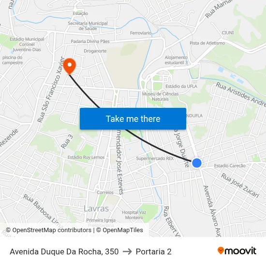 Avenida Duque Da Rocha, 350 to Portaria 2 map