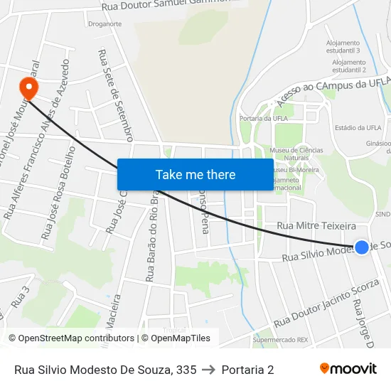 Rua Silvio Modesto De Souza, 335 to Portaria 2 map
