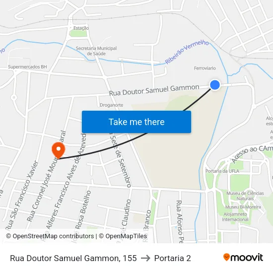 Rua Doutor Samuel Gammon, 155 to Portaria 2 map