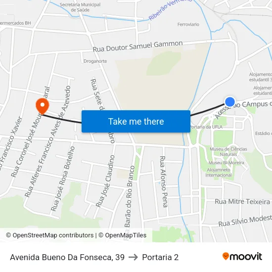 Avenida Bueno Da Fonseca, 39 to Portaria 2 map
