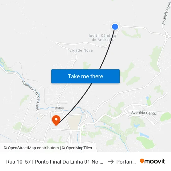 Rua 10, 57 | Ponto Final Da Linha 01 No Cohab to Portaria 2 map