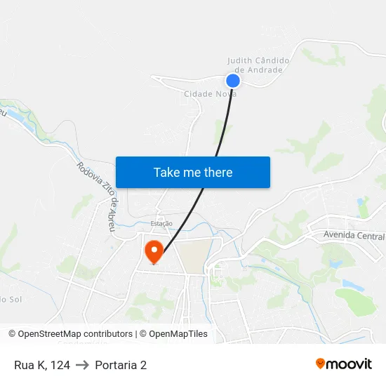 Rua K, 124 to Portaria 2 map