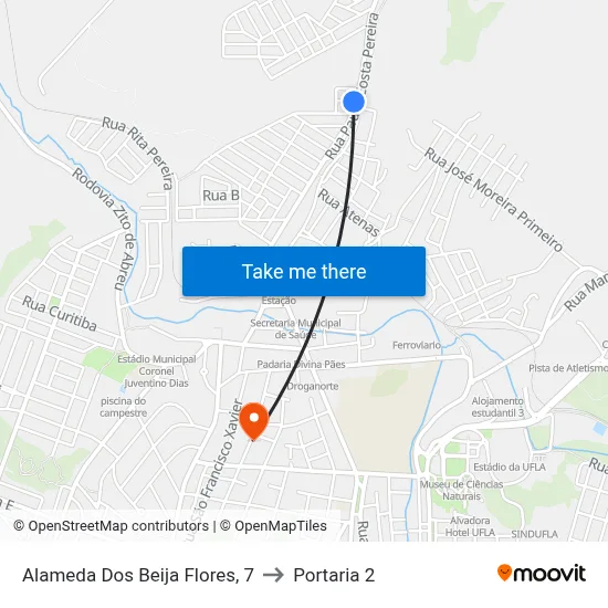 Alameda Dos Beija Flores, 7 to Portaria 2 map
