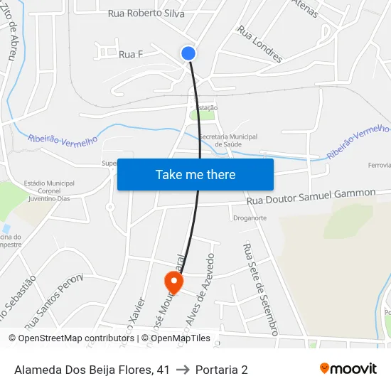 Alameda Dos Beija Flores, 41 to Portaria 2 map