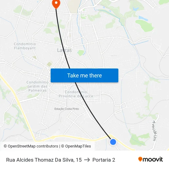 Rua Alcides Thomaz Da Silva, 15 to Portaria 2 map