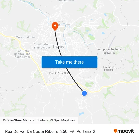 Rua Durval Da Costa Ribeiro, 260 to Portaria 2 map