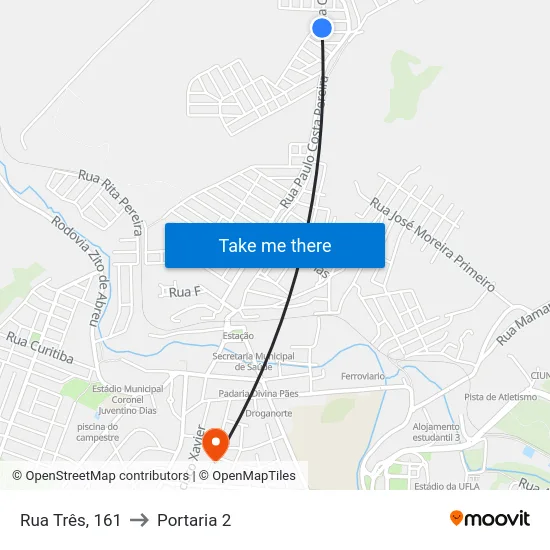 Rua Três, 161 to Portaria 2 map