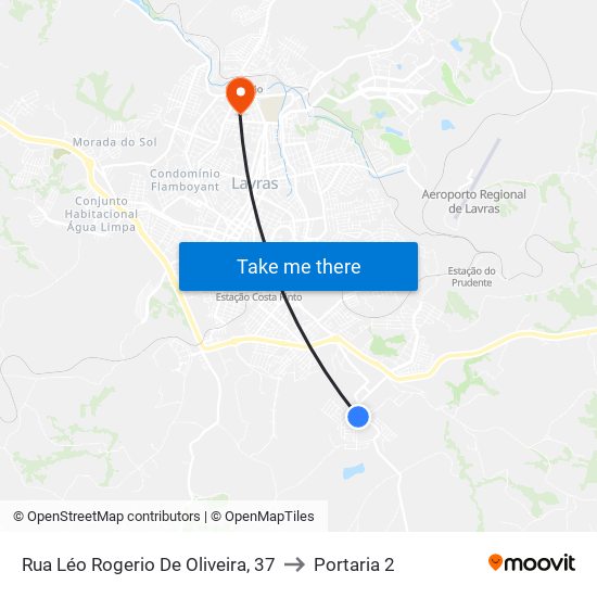 Rua Léo Rogerio De Oliveira, 37 to Portaria 2 map