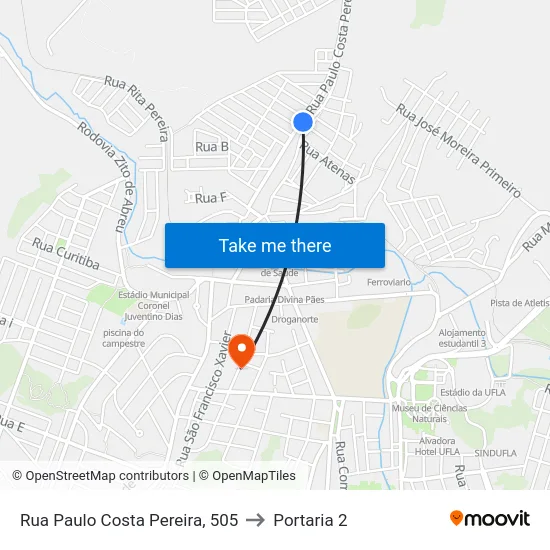 Rua Paulo Costa Pereira, 505 to Portaria 2 map