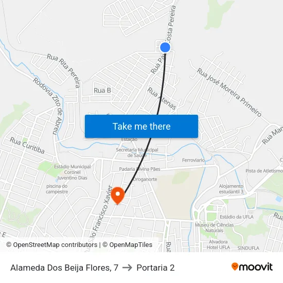 Alameda Dos Beija Flores, 7 to Portaria 2 map