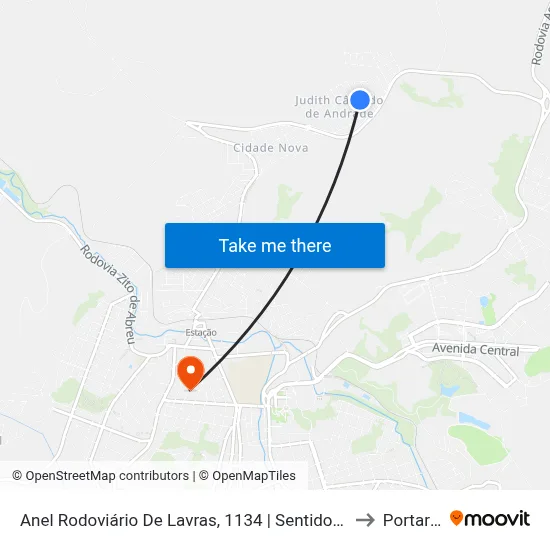 Anel Rodoviário De Lavras, 1134 | Sentido Vila Mariana to Portaria 2 map