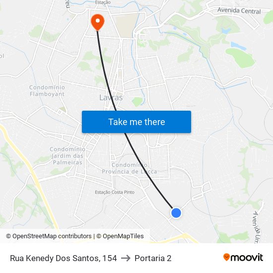 Rua Kenedy Dos Santos, 154 to Portaria 2 map