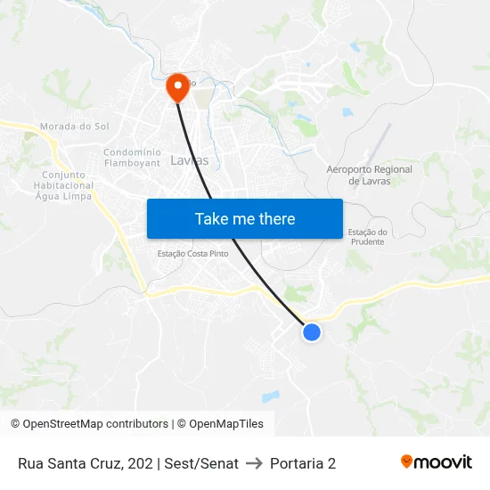 Rua Santa Cruz, 202 | Sest/Senat to Portaria 2 map