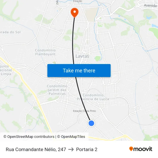 Rua Comandante Nélio, 247 to Portaria 2 map
