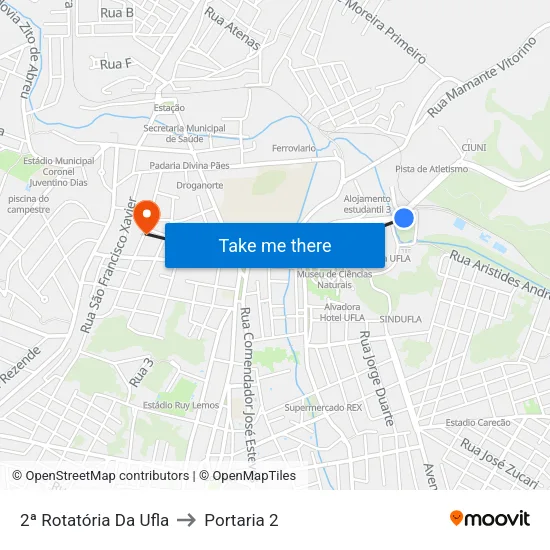 2ª Rotatória Da Ufla to Portaria 2 map
