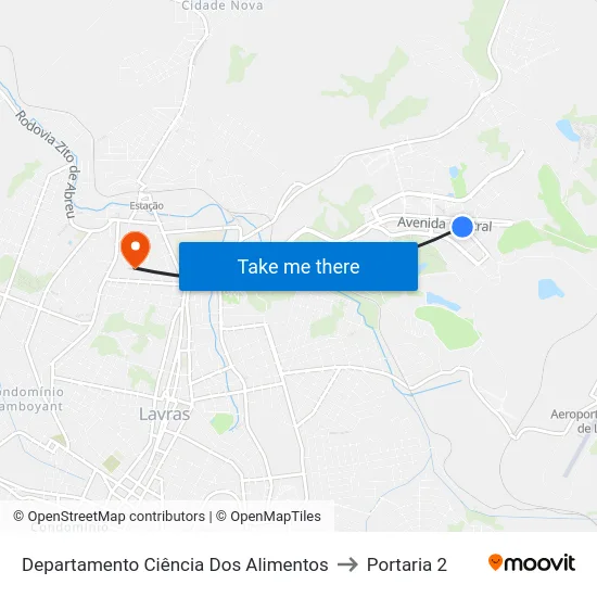 Departamento Ciência Dos Alimentos to Portaria 2 map