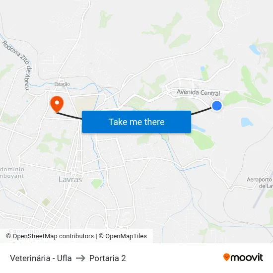 Veterinária - Ufla to Portaria 2 map