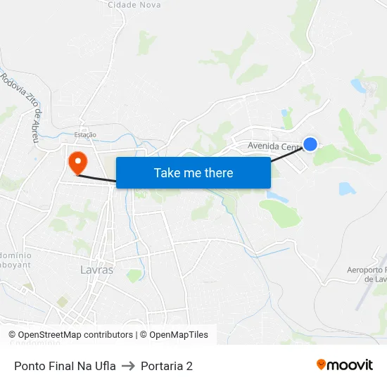Ponto Final Na Ufla to Portaria 2 map