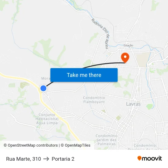 Rua Marte, 310 to Portaria 2 map