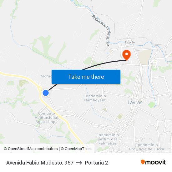 Avenida Fábio Modesto, 957 to Portaria 2 map