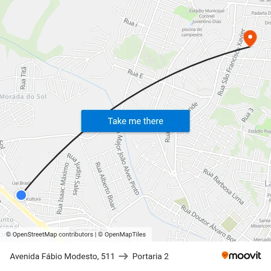 Avenida Fábio Modesto, 511 to Portaria 2 map