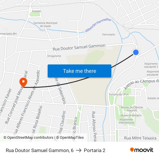 Rua Doutor Samuel Gammon, 6 to Portaria 2 map